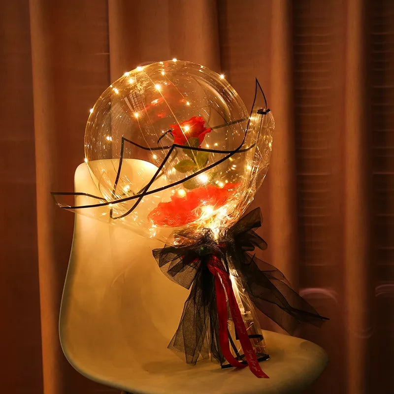 Globo Led con Rosa (tira led pilas "AA")