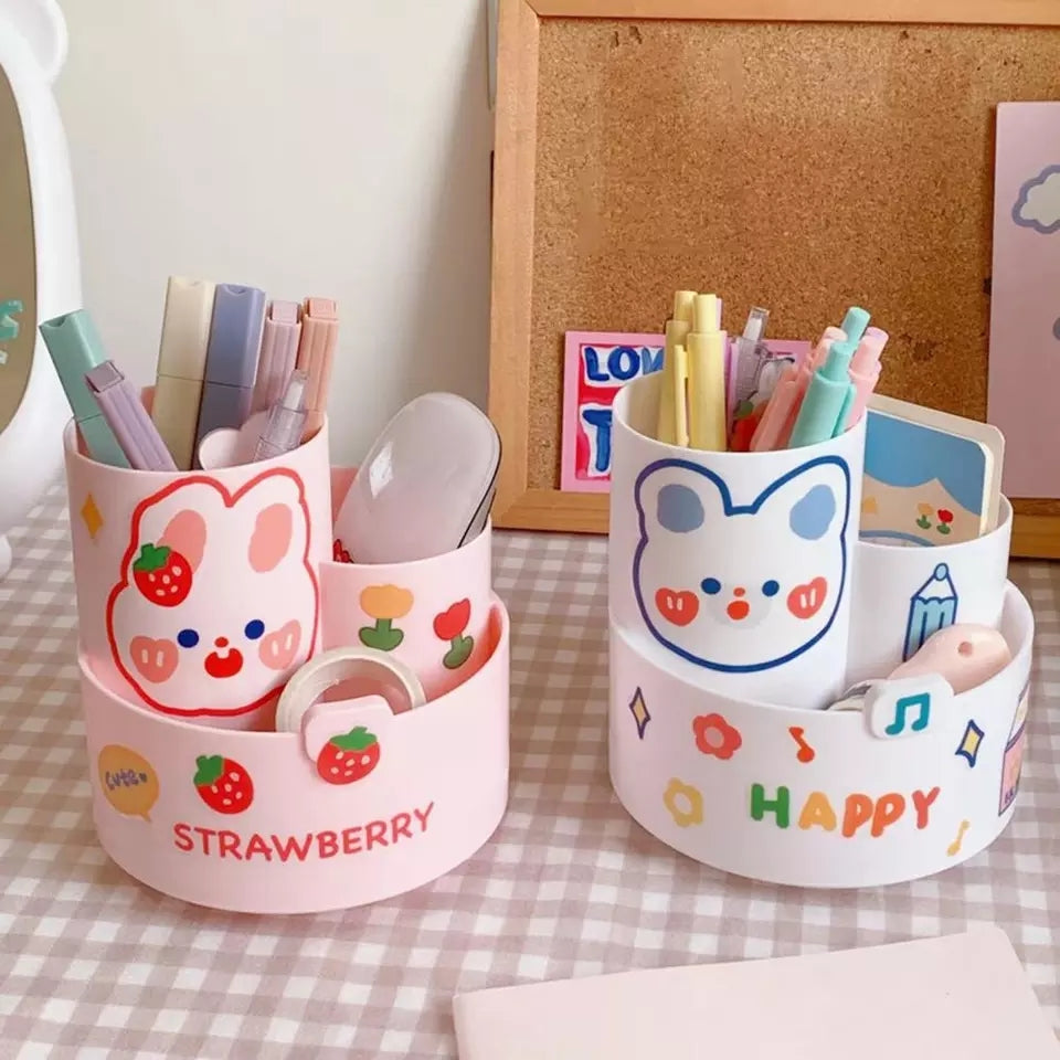 Organizador Porta Lapices giratorio Kawaii con Stickers Variado