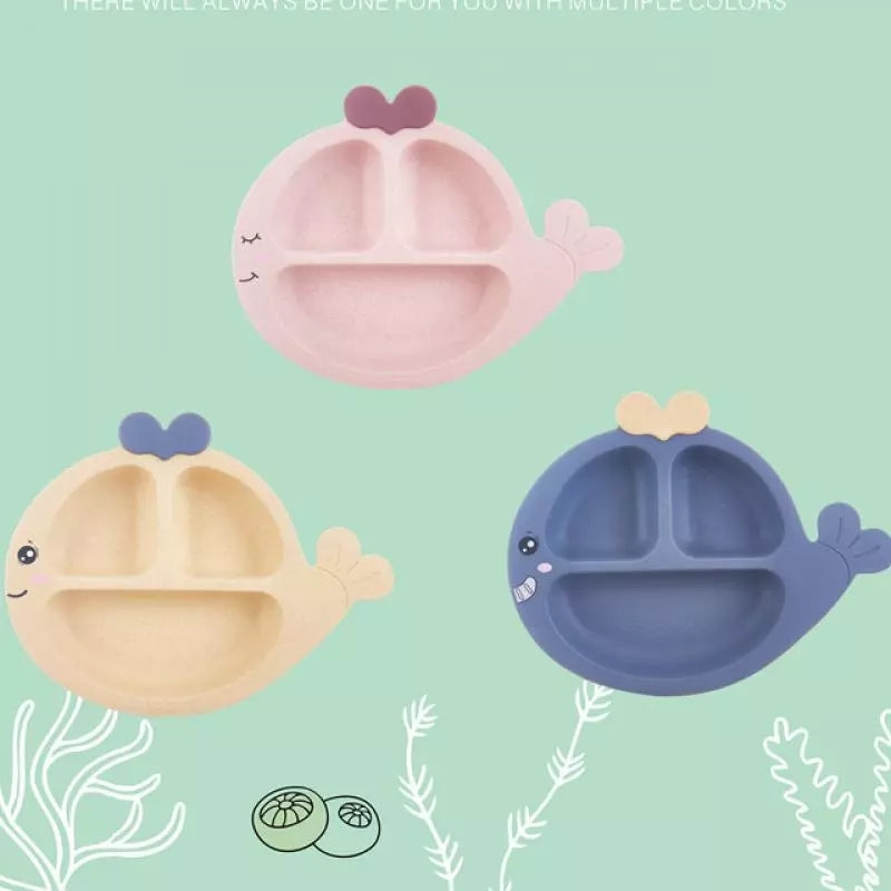 Set Kawaii Plato + Cubiertos + Palillos Ballena 🐋 Variado