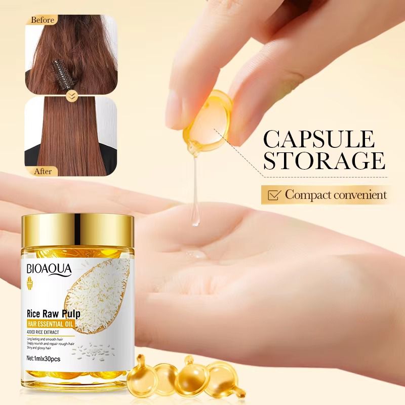 capsulas de aceite esencial con extracto de arroz para cabello bioaqua (30 capsulas)