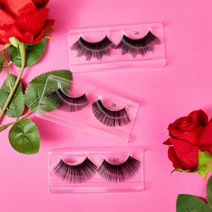 Caja con 10 pares de Pestañas dramáticas "Rebirth" variado ULTRAMO