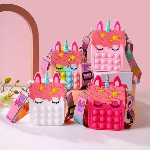 Monedero de Silicon Crossbody Pop It Unicornio Variado