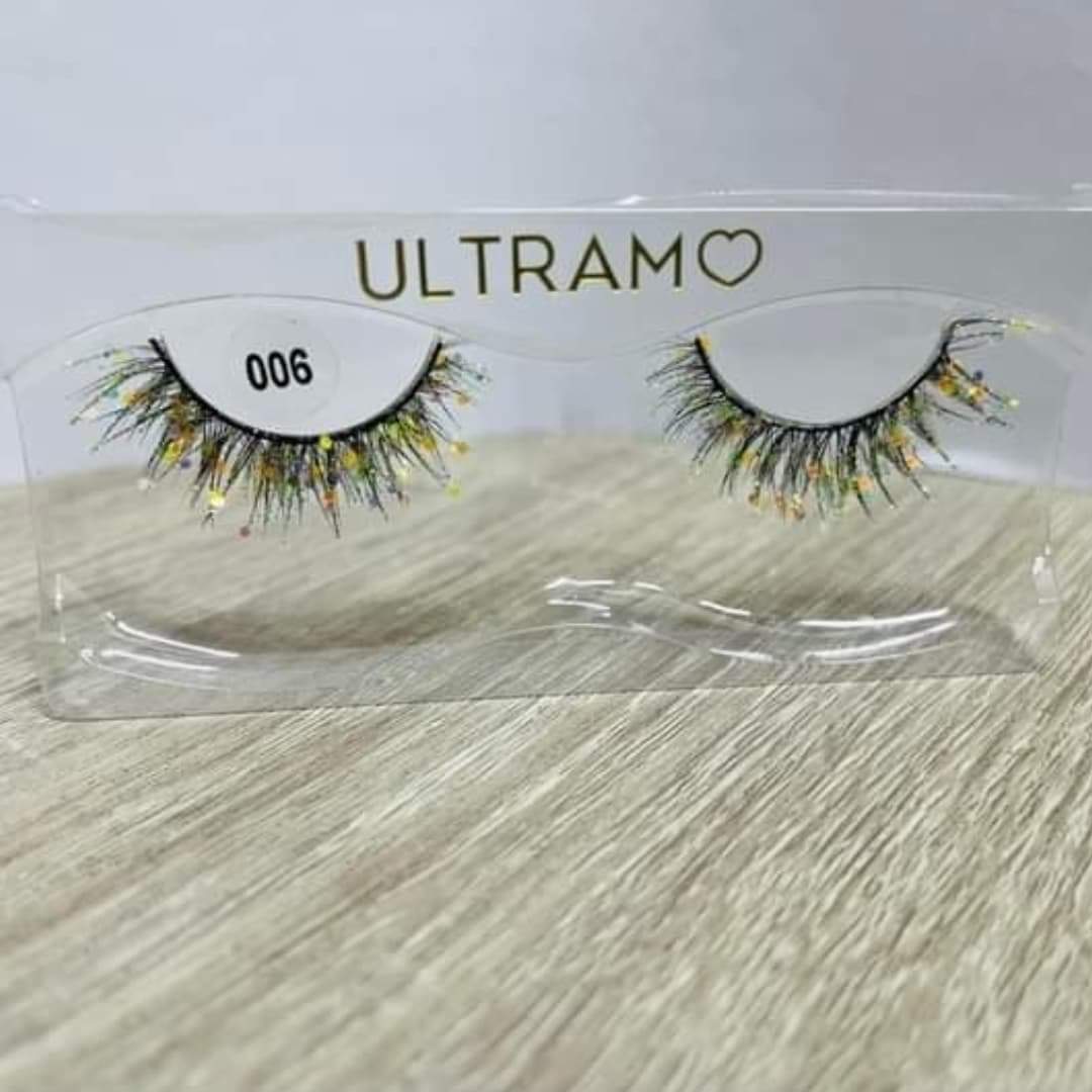 Caja con 10 pares de Pestañas postizas glitter "Seduce" variado ULTRAMO