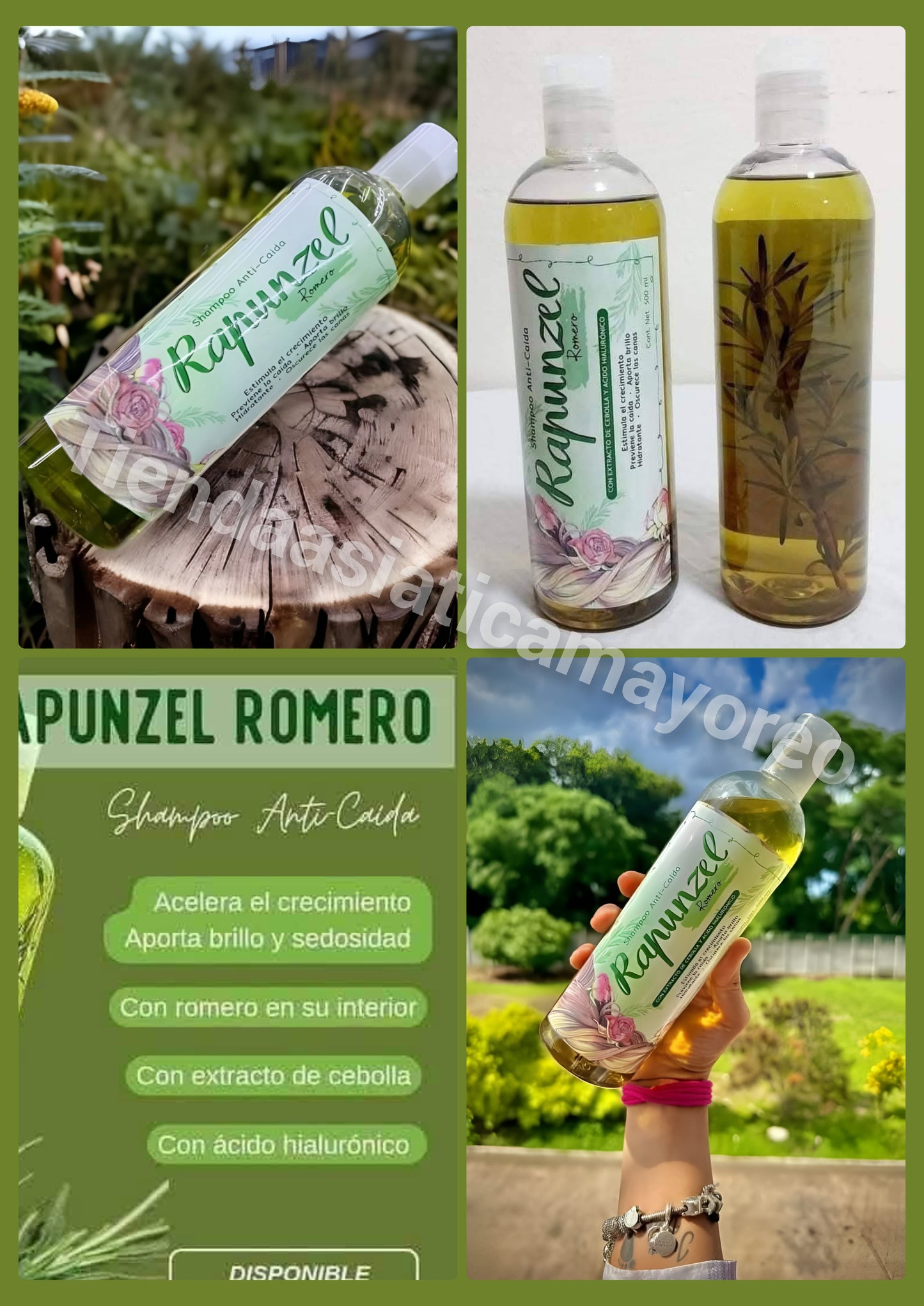 Shampoo Rapunzel Anti-Caida con Extracto de Romero y Acido Hialuronico