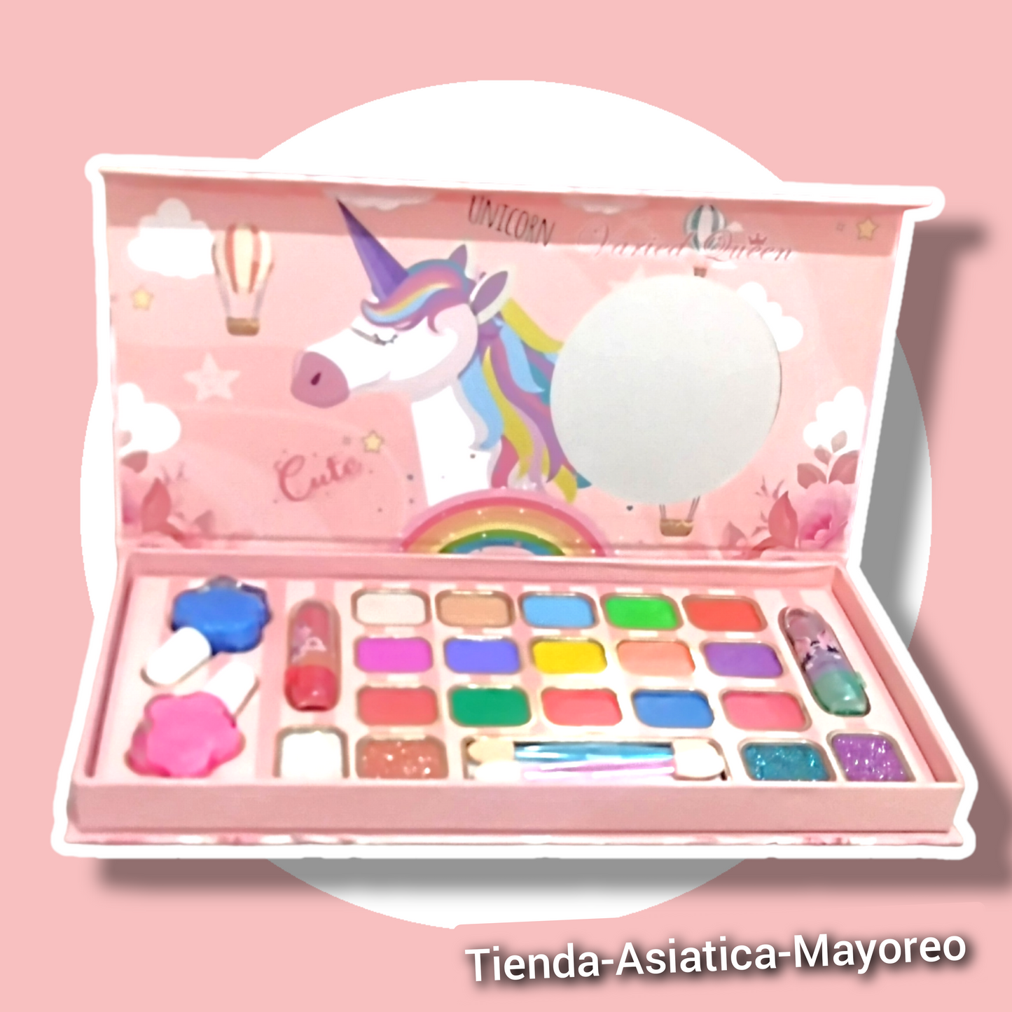 Set de Maquillaje + Sombras + Lipgloss + Labial + Barniz Happy Unicorn Varied Queen