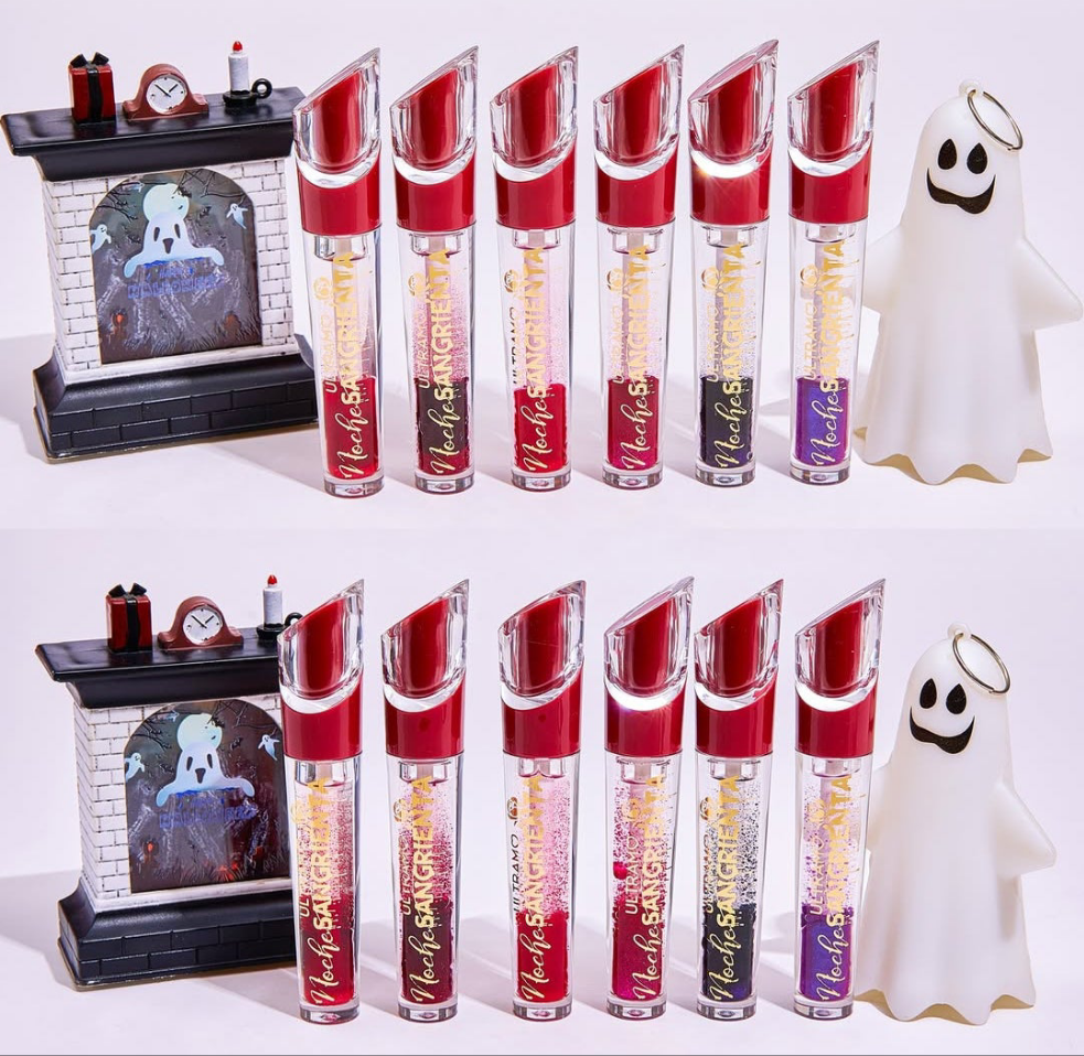 Caja con 18 labial liquido con destellos Noche sangrienta ULTRAMO