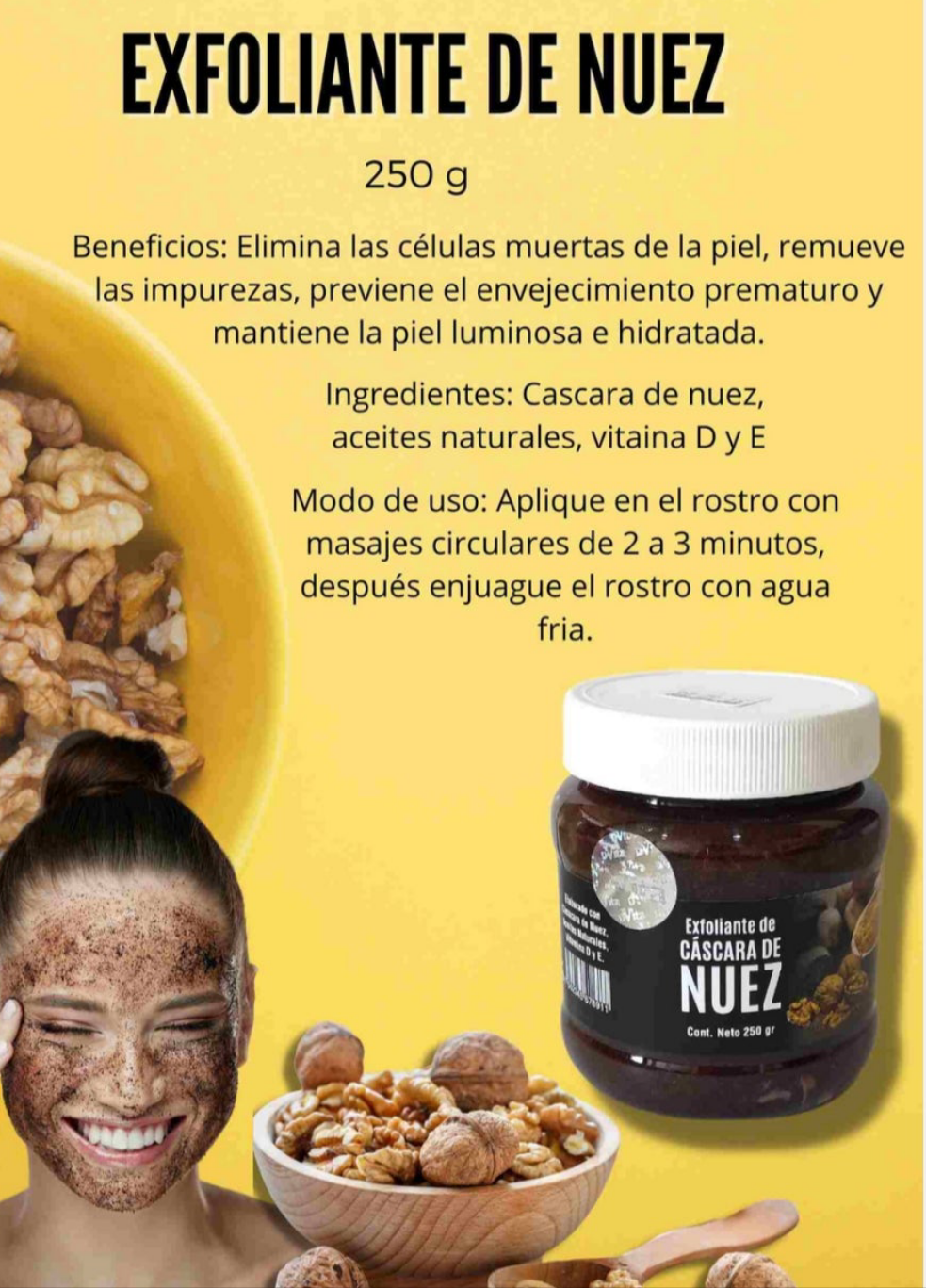 Exfoliante corporal de cáscara de nuez DVITA