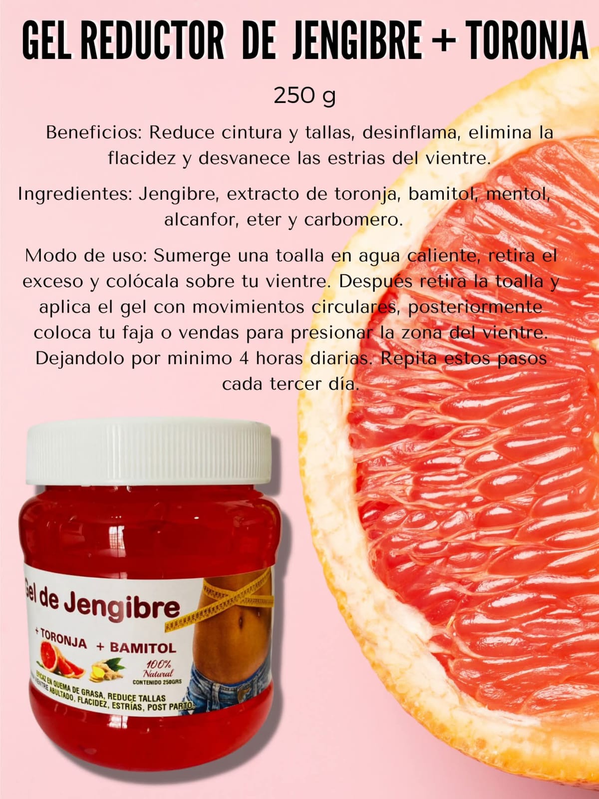 Gel reductor corporal de jengibre+toronja+bamitol DVITA