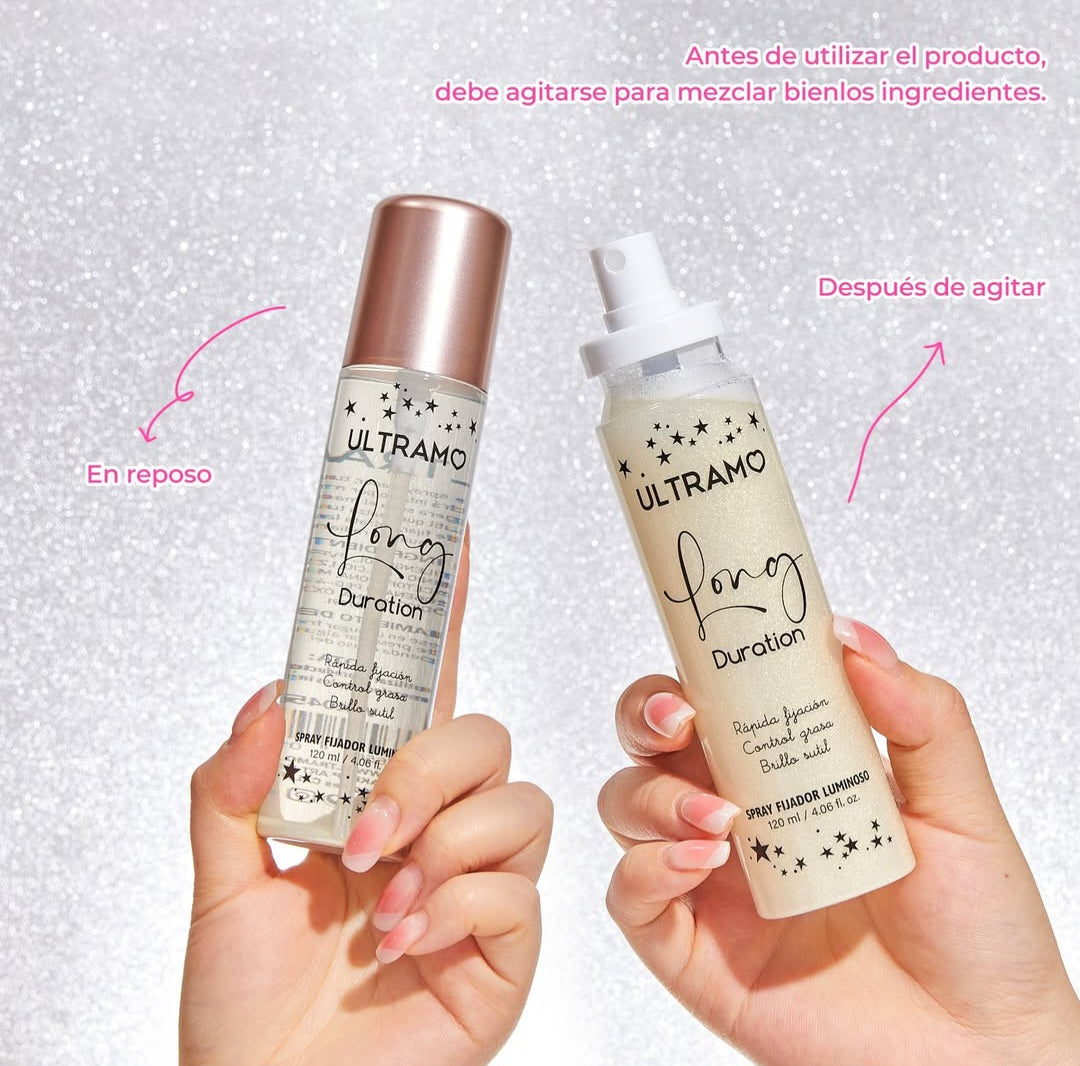 Fijador de maquillaje luminoso long duration 120ml ULTRAMO