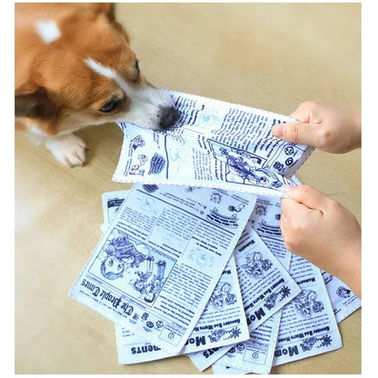 Juguete de tela para mascota en forma de hoja de periodico