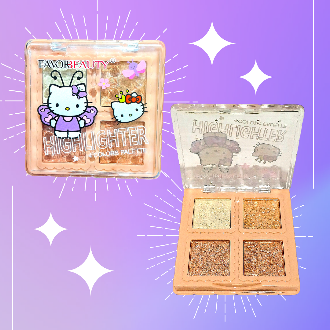 Paleta de iluminador 4 tonos kitty favor beauty