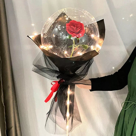 Globo Led con Rosa (tira led pilas "AA")