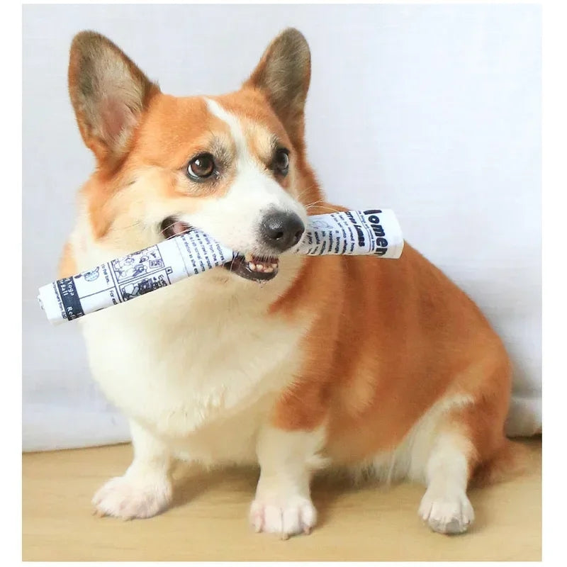 Juguete de tela para mascota en forma de hoja de periodico