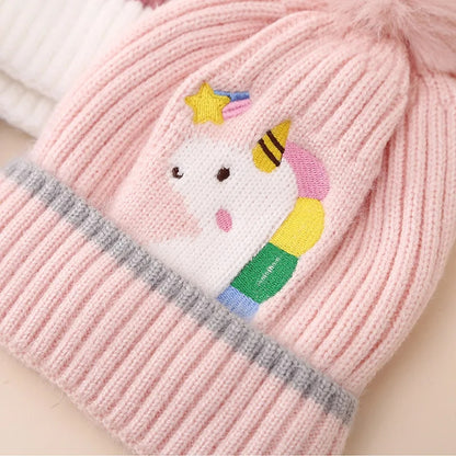 Gorro afelpado infantil unicornio pompón variado