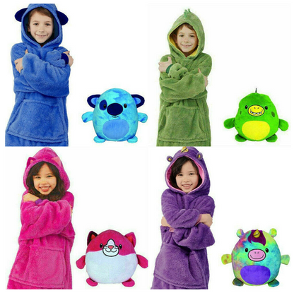 Peluche 2 en 1 cojín y sudadera kawaii variado