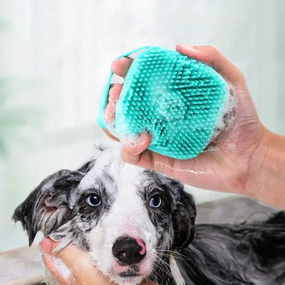 Cepillo de ducha de silicon con dispensador de shampoo para mascotas variado