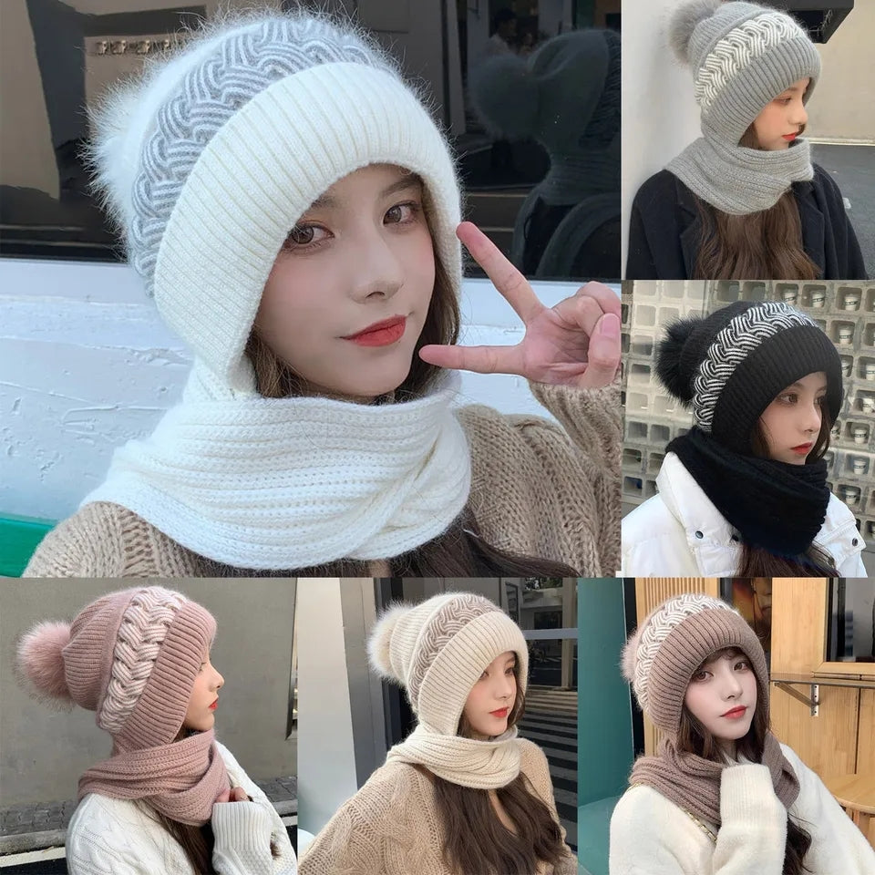 Gorro con bufanda para dama super calientito variado