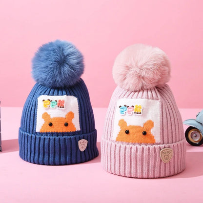 Gorro afelpado infantil con pompón variado