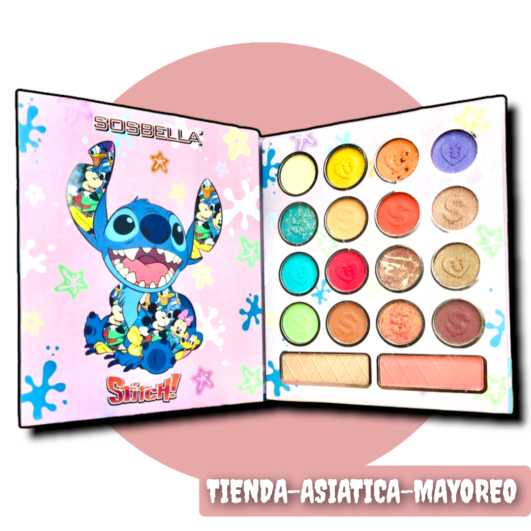 Paleta de Sombras Stitch + Rubor e Iluminador Variado