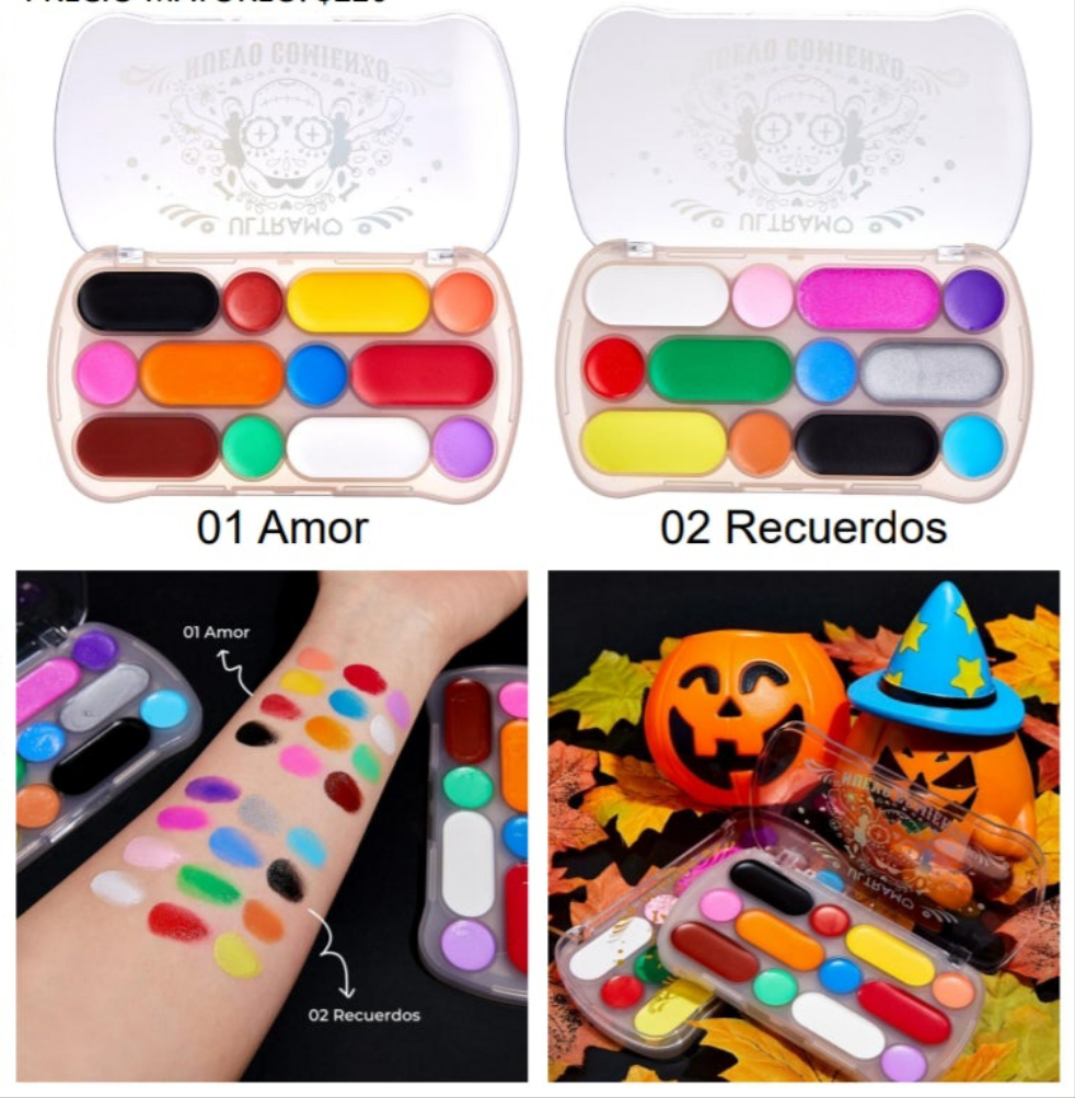 Caja con 6 paletas de pinturas faciales Nuevo comienzo ULTRAMO