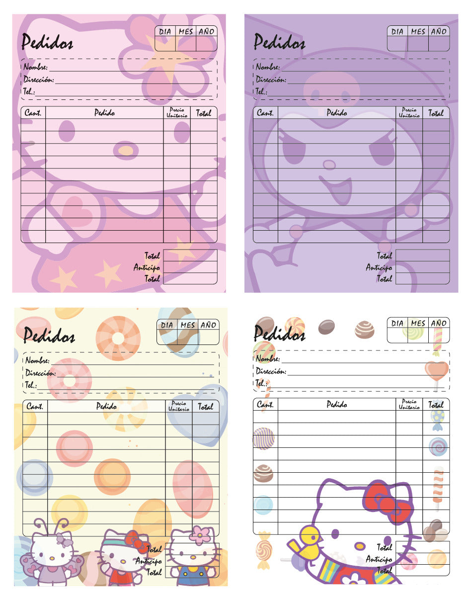 Block de Notas "Mis Pedidos" edicion Sanrio Variado 100 hojas