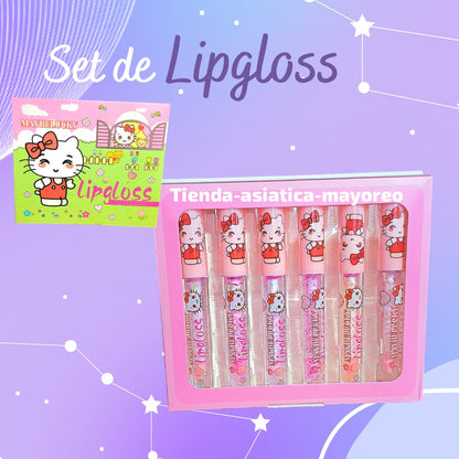 Lipgloss Magico con Destellos Kitty 6pzs Variado