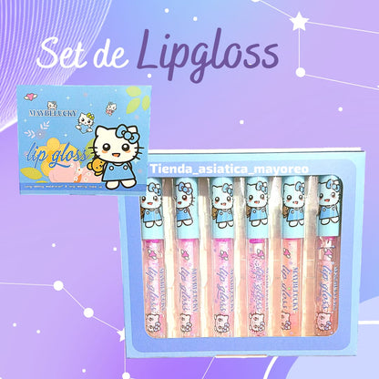 Lipgloss Magico con Destellos Kitty 6pzs Variado