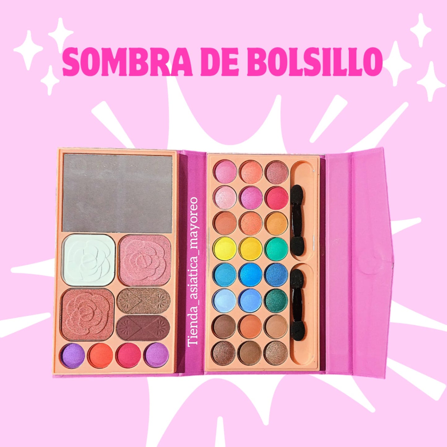 Box de Sombras+Iluminador+Rubor+Contorneador+Aplicadores Bella Variado