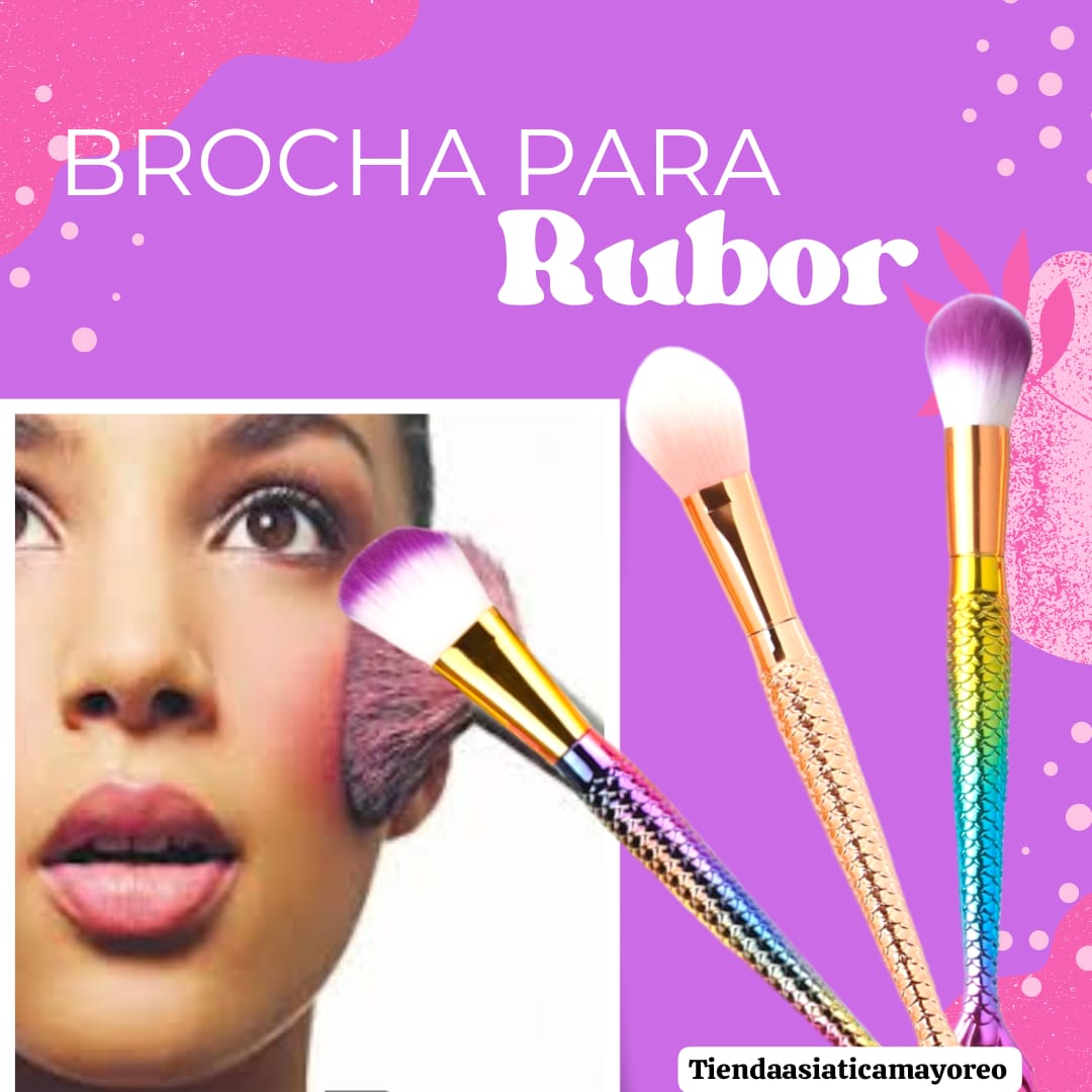 Brocha Cola de Sirena Tornasol para Maquillaje