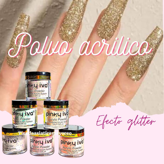 Polvo Acrilico con Glitter Variado