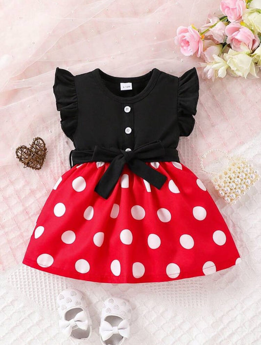 Vestido con estampado de Lunares estilo Minnie talla 6-9 meses