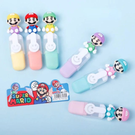 Set de mini  marcatextos Mario 6 piezas