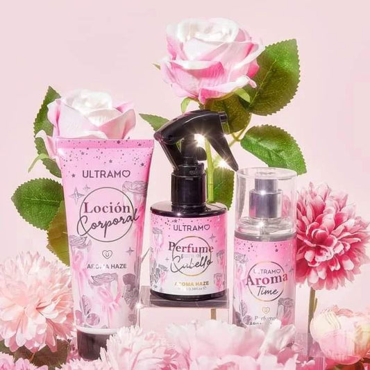 Kit 3 en 1 Perfume+Crema+Perfume para Cabello Aroma Haze ULTRAMO