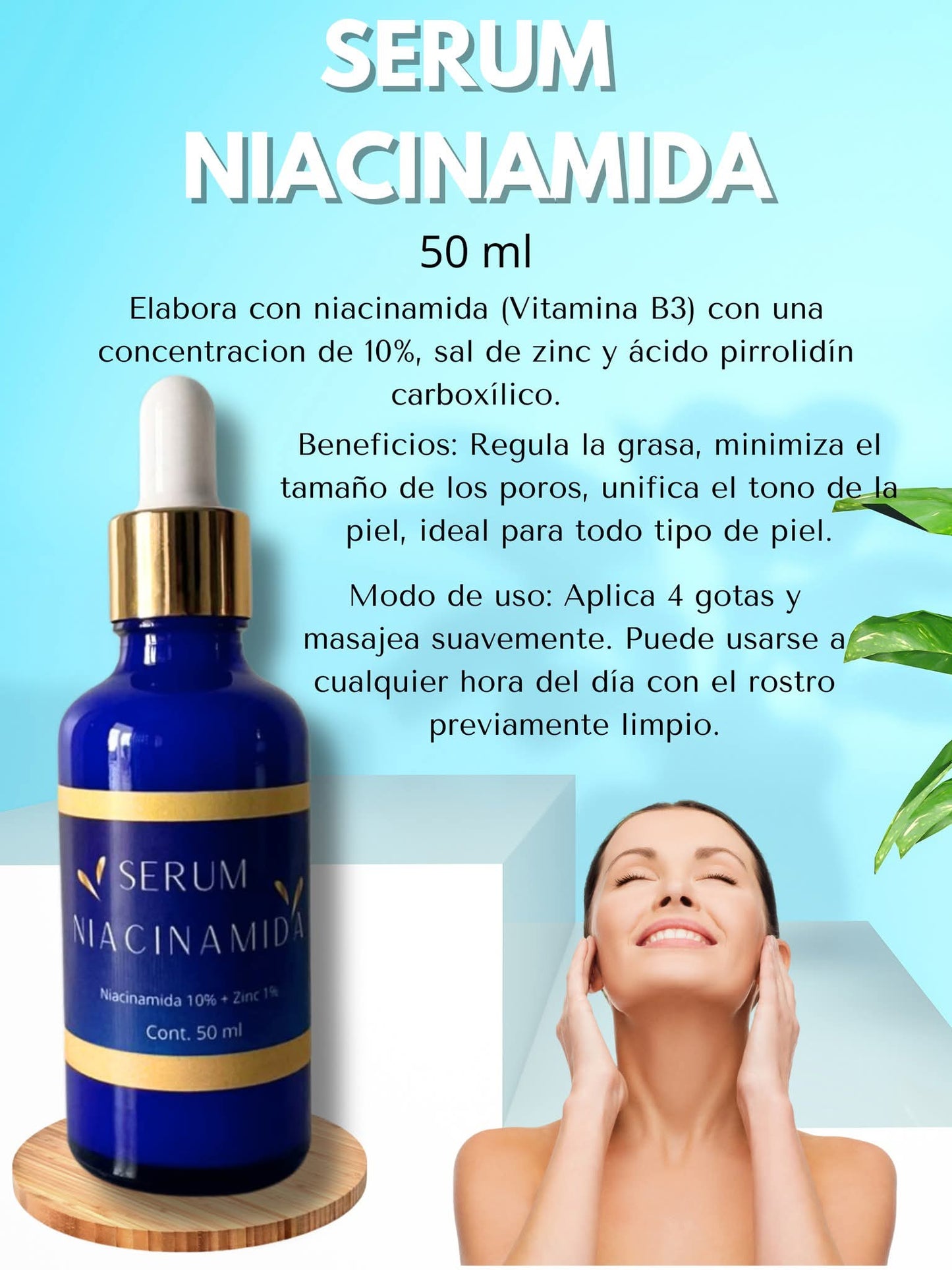 Serum facial de niacinamida minimizador de poros y unificador de tono DVITA
