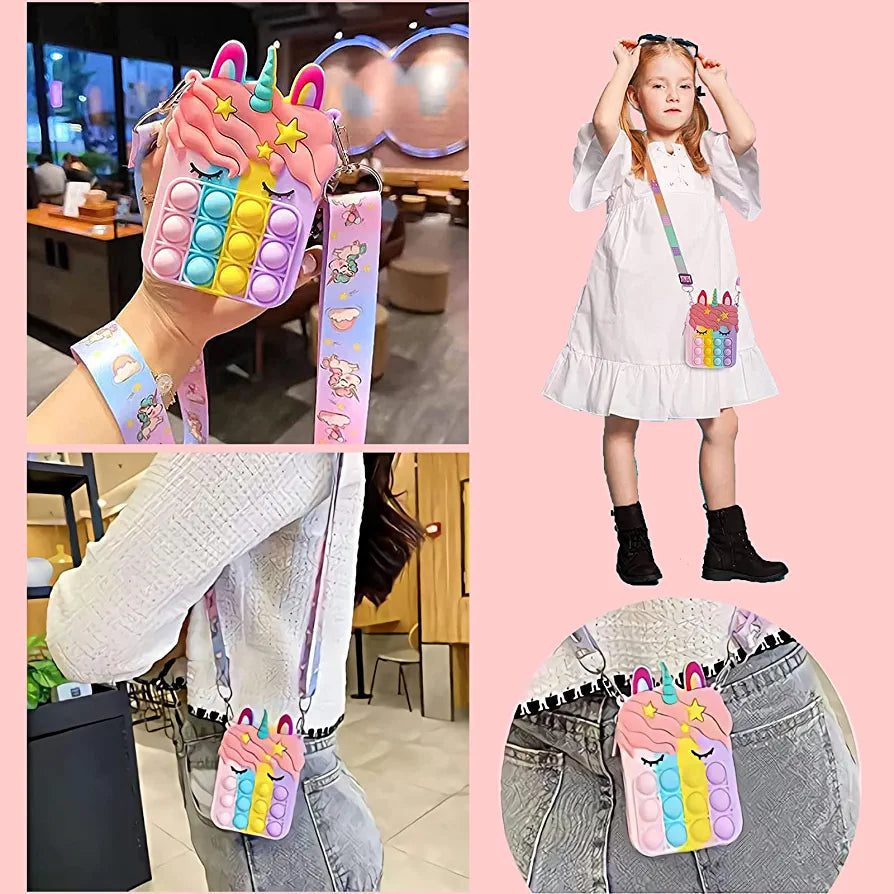 Monedero de Silicon Crossbody Pop  It Unicornio Variado