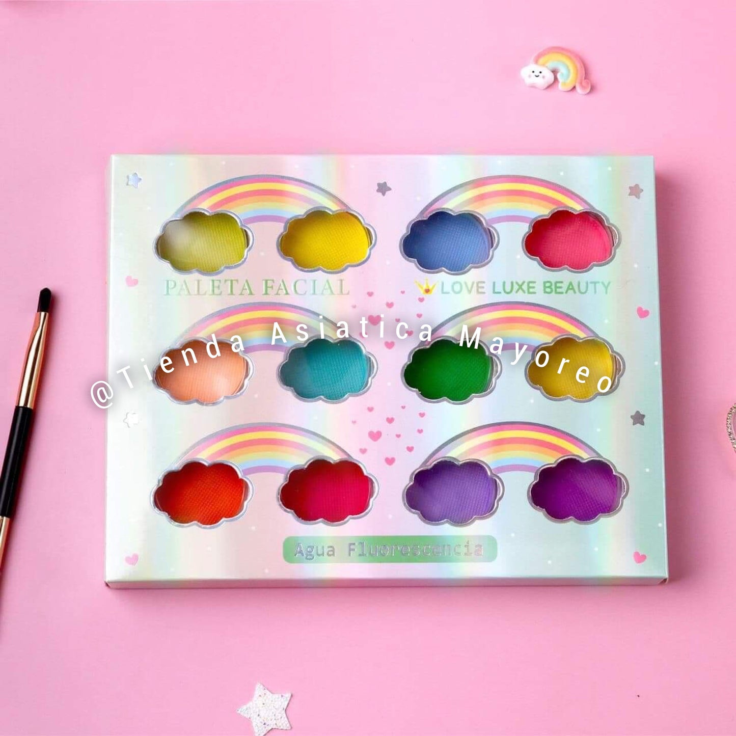 Paleta de sombras Agua Fluorescencia se activan con agua Love Luxe 🌈