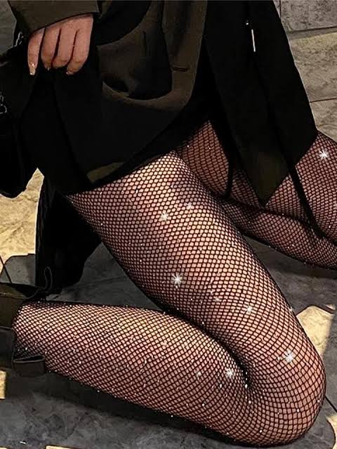 Panty medias de red con brillos unitalla