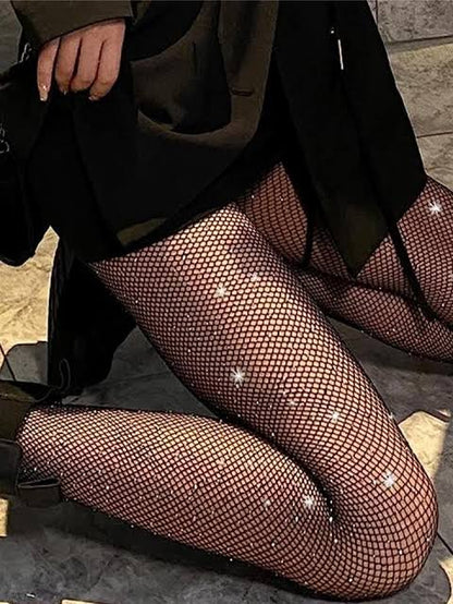 Panty medias de red con brillos unitalla