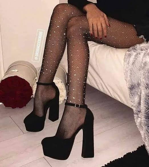 Panty medias de red con brillos unitalla