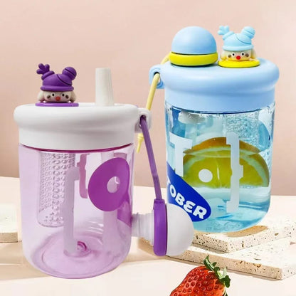 Botella 500 ml Kawaii con Filtro + Charms Decorativos