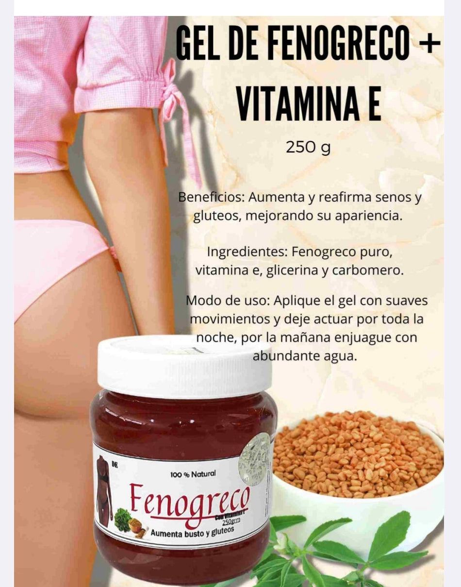 Gel de fenogreco y vitamina E para aumentar y reafirmar busto y glúteos DVITA