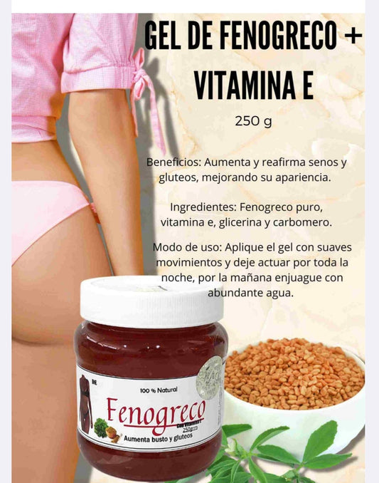 Gel de fenogreco y vitamina E para aumentar y reafirmar busto y glúteos DVITA