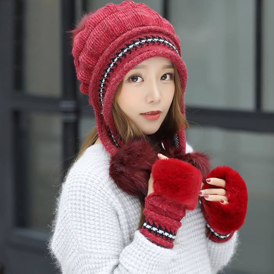 Gorro doble pompón rojo