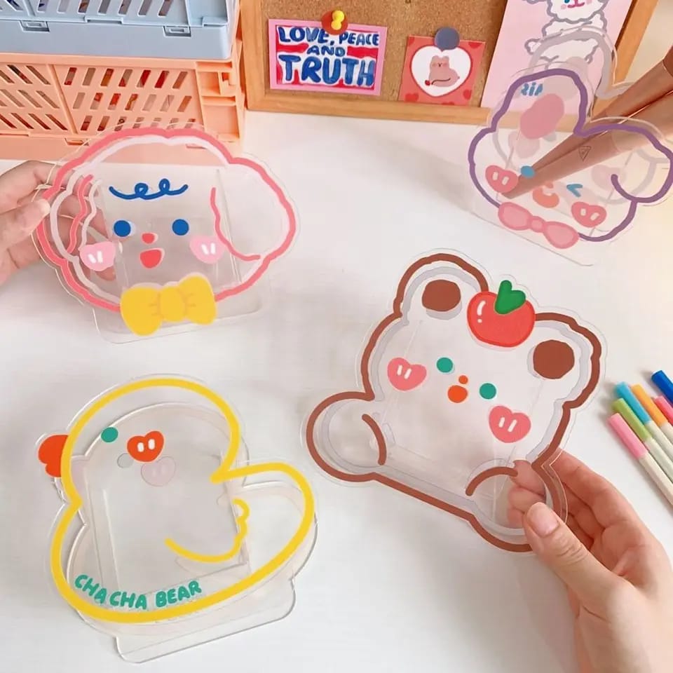 Porta lapices kawaii con diseño de acrilico variado PREMIUM