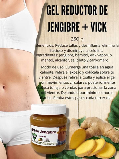 Gel adelgazante y tonificante de Jengibre+bamitol+vick DVITA