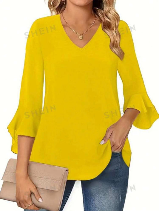 Blusa amarilla manga 3/4 talla chica