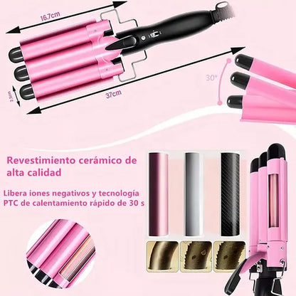 Rizadora de cabello 3 tubos