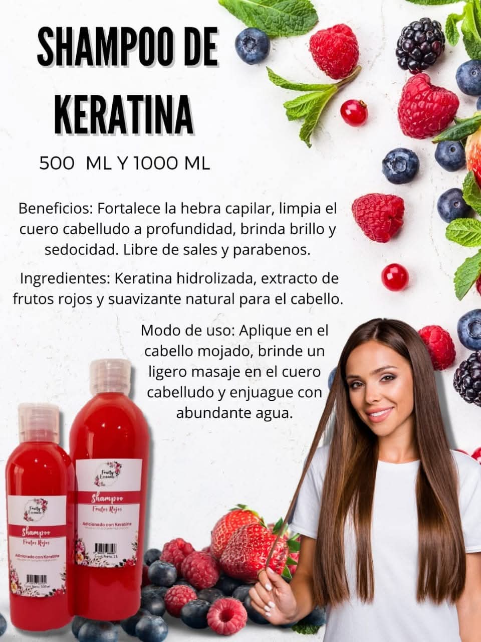 Shampoo de frutos rojos con keratina 500ml DVITA
