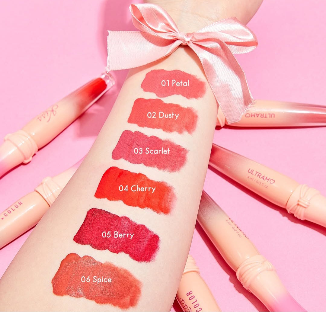 Caja de 12 piezas de labial liquido kiss color ULTRAMO